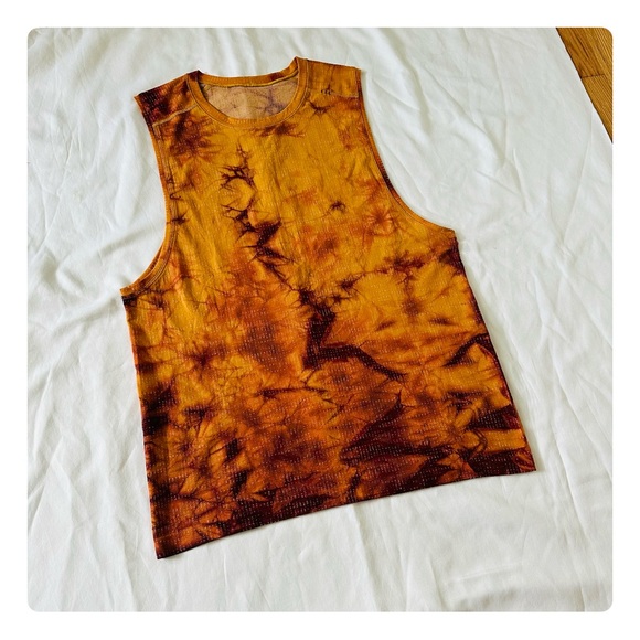 ★ Lululemon Men’s Metal Vent Tech 2.0 Tie Dye Tank Top - Orange/Yellow ★ - Picture 10 of 17